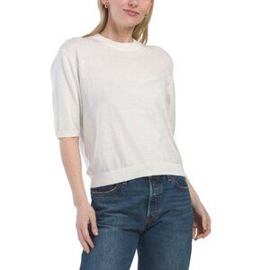 COLORUSH White Silk And Cashmere Blend Nara Tee